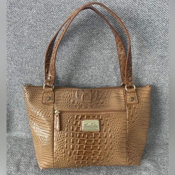 Marc Fisher Tan Crocodile Embossed Tote - Picture 1 of 16